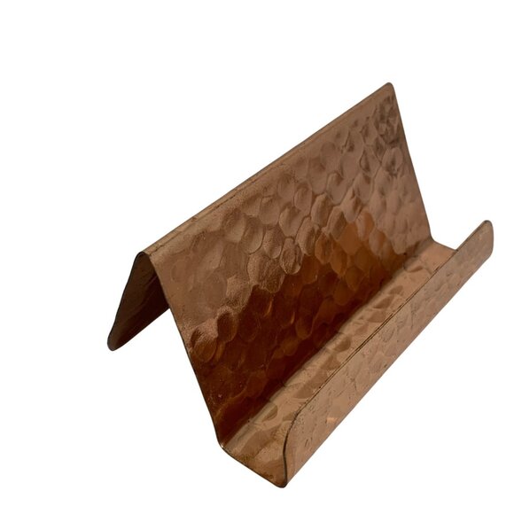 Hammered Copper Business Card Holders - Set Of 2 - Home Office Desk Accessory - Picture 11 of 11